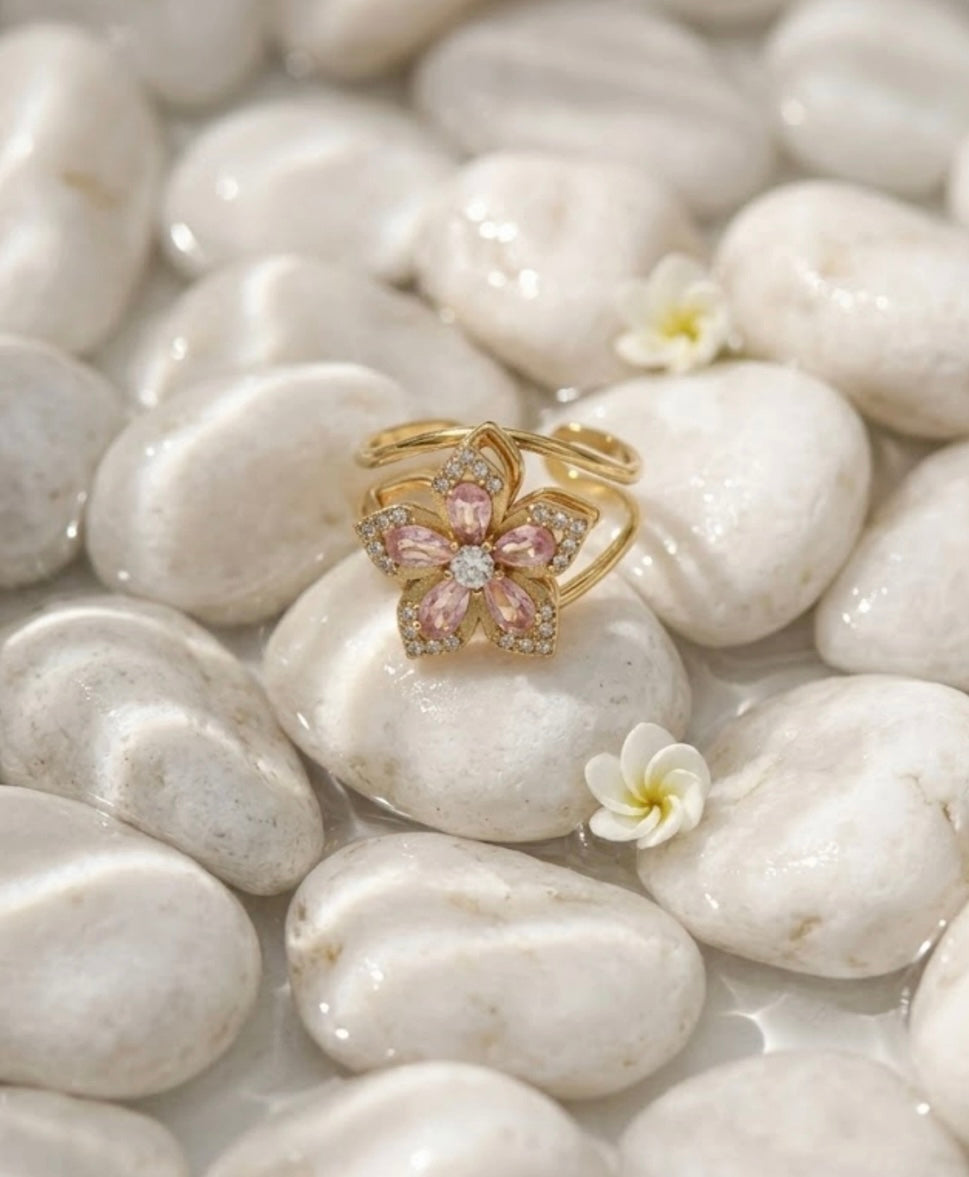Bague Blush Anti-Stress Fleur en Acier Inoxydable