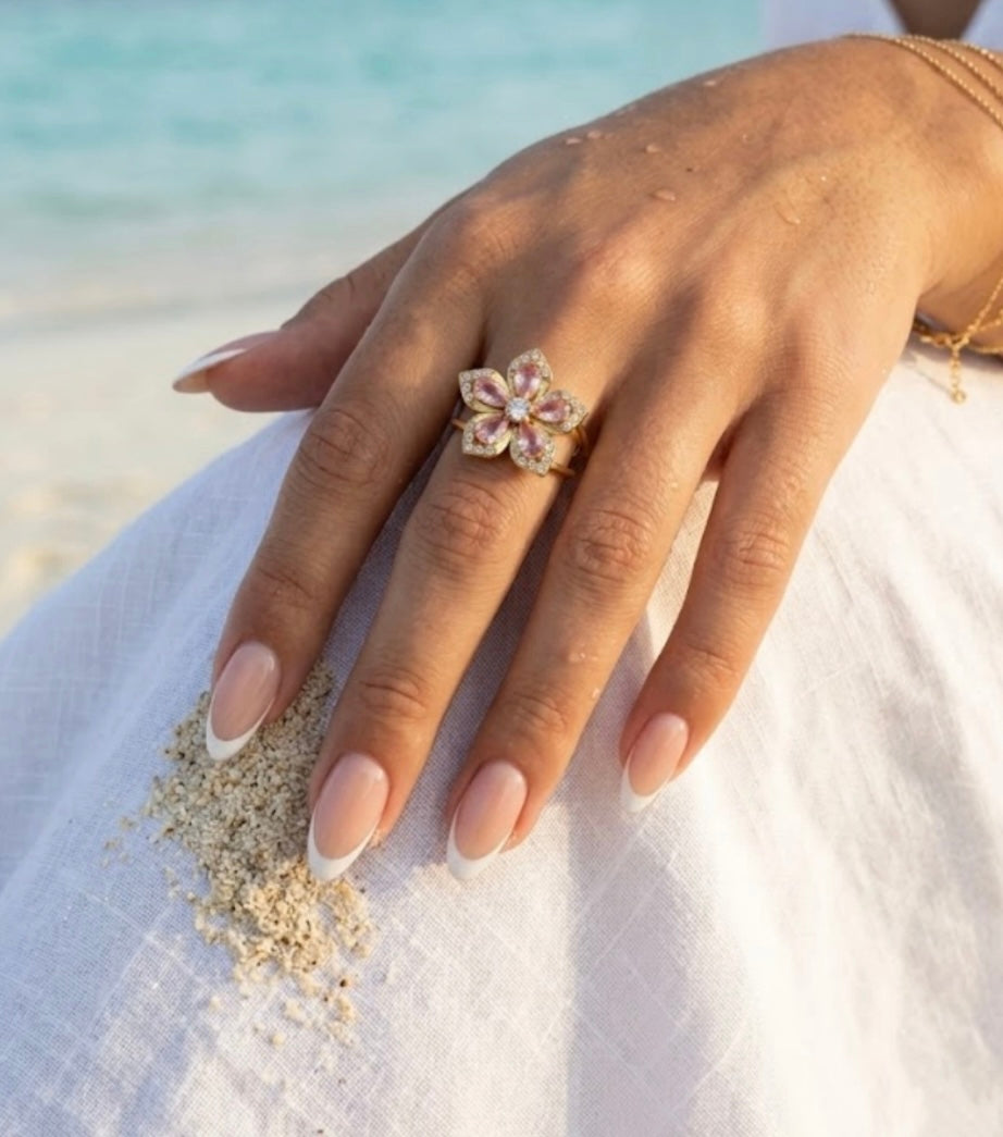 Bague Blush Anti-Stress Fleur en Acier Inoxydable